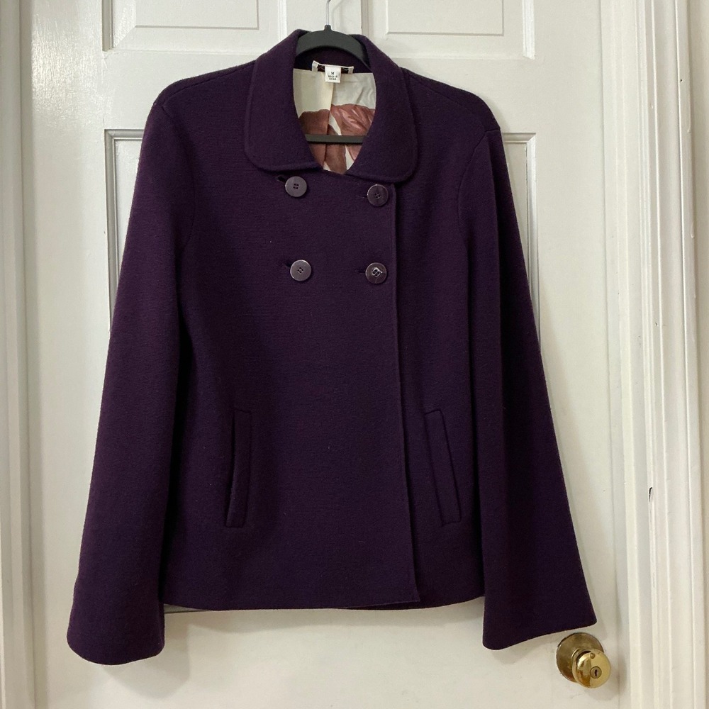 Talbots Dark Purple Merino Wool Lined Jacket M Classic Career Dark Academia